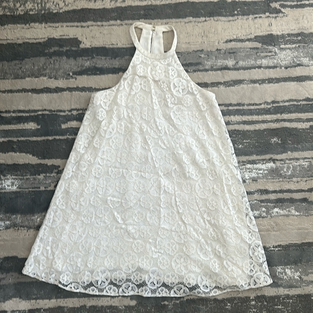 Lilly Pulitzer white lace sand dollar a-line high neck dress size medium